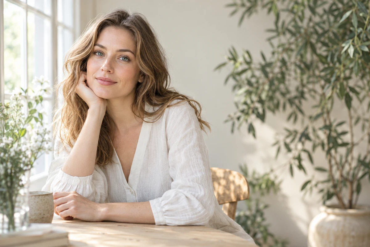 European woman portrait with improved natural detail and color